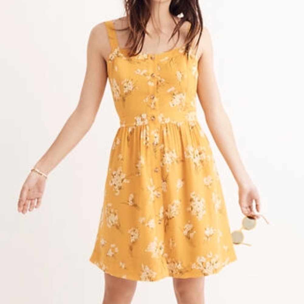 Madewell dress floral mustard size 14